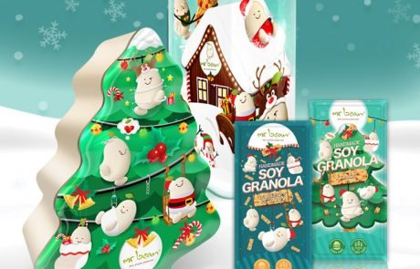 Mr Bean Singapore Christmas Soy Granola Bar Tin and Container