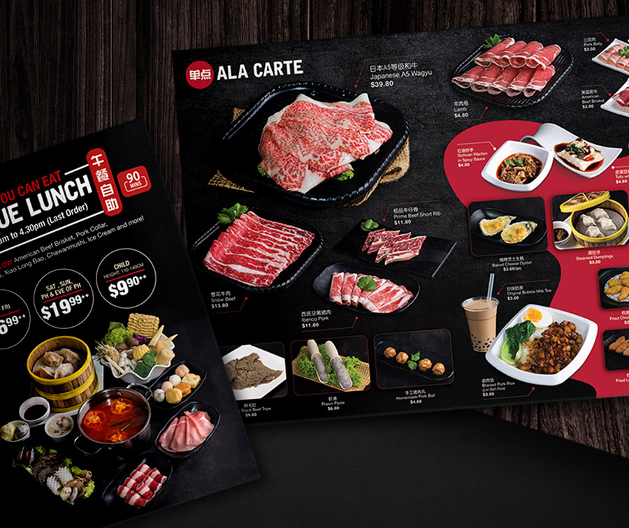 Menu Design and Food Photography for Yue Long Meng Hotpot Restaurant