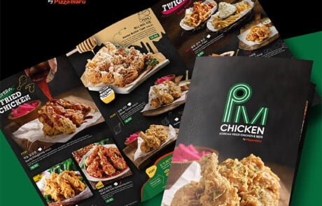 menu design pizzamaru+ pm chicken banner