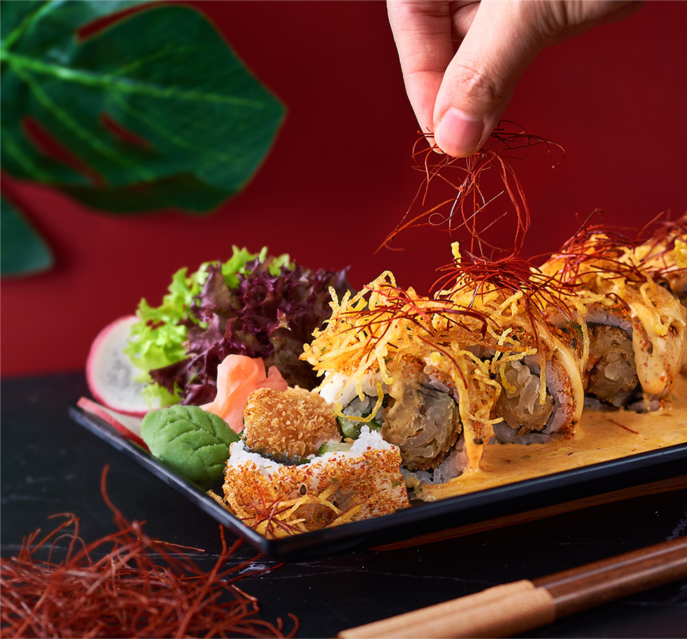 food photography and styling for saute sushi